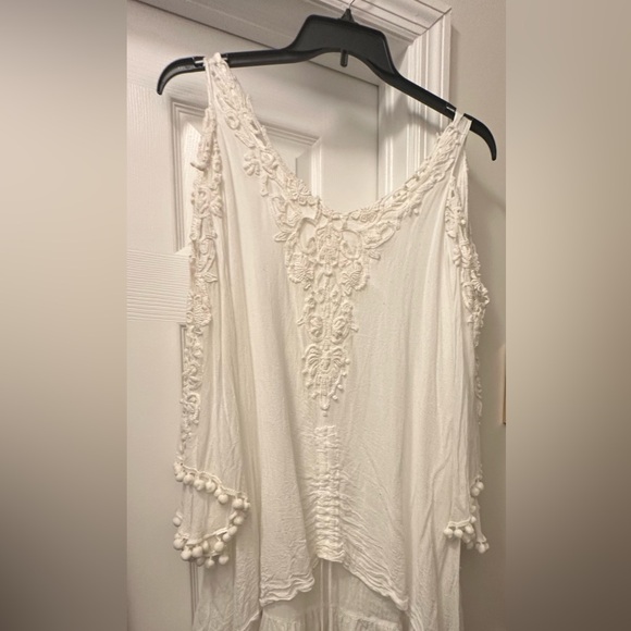 White Turkish Dress with intricate trim; size XL - Picture 1 of 5